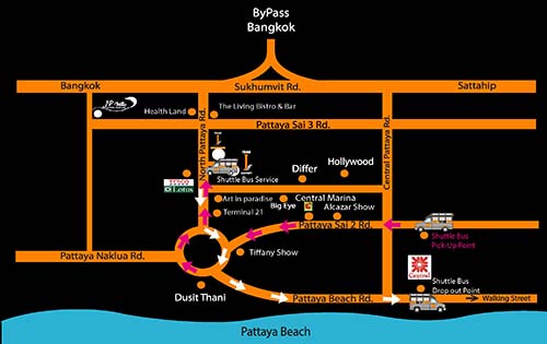 shuttle service map A4 front